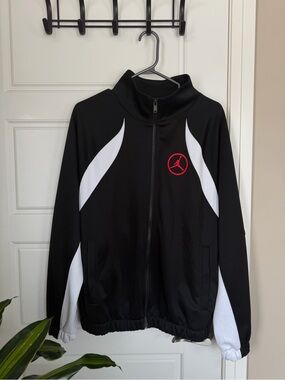 Jordan Black & White Performance Track Jacket with Red Jumpman